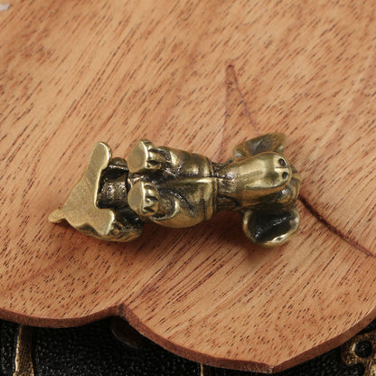 Handmade Bronze Statue Solid Puppy Brass Ornaments