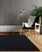 Textured Natural Black Rectangular Jute Floor Mat For Living Room