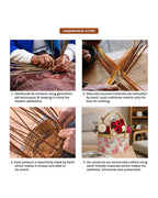 Portable Seagrass Tiffin & Picnic Basket for Travel, Lunch & Picnic Trips