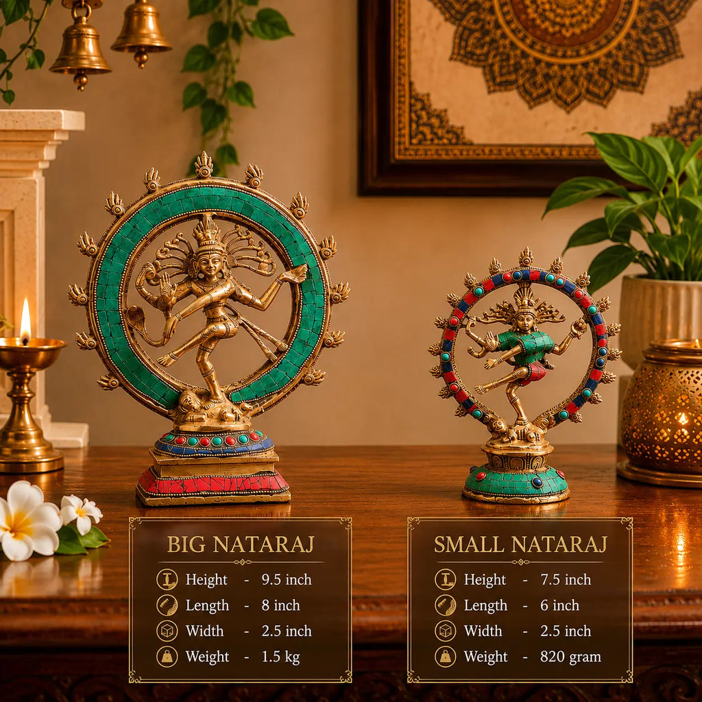 Brass Stone Work Nataraja Dancing Shiva Idol Vedansh Craft