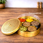 Brass Etched Floral Masala Daani / Spice Box (2.5 Inch) Vedansh Craft