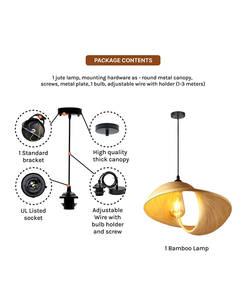 Handmade Bamboo Ceiling Lamp for Home Decor and Hall