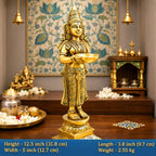 Brass Deep Lakshmi Standing Idol (12.5 Inch) Vedansh Craft