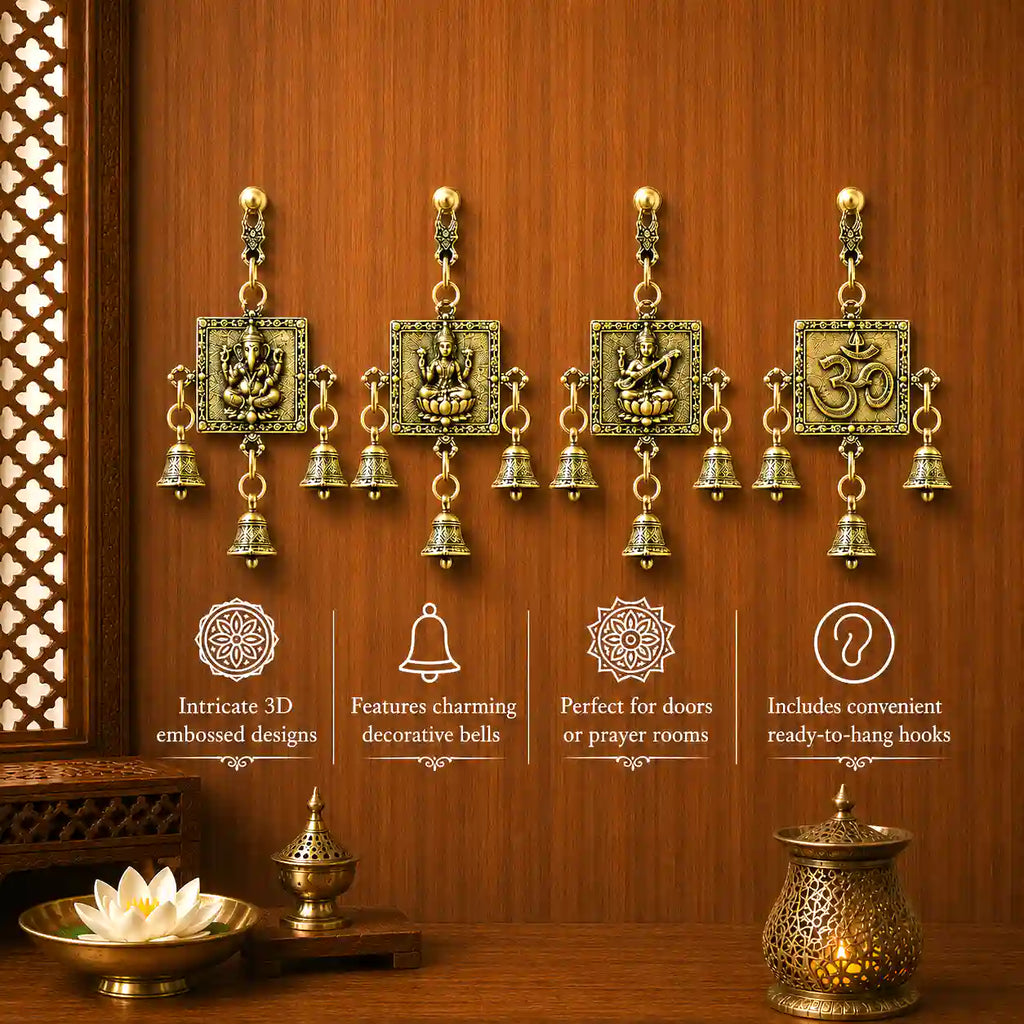 Brass Lightweight Wall Hanging With Bell (6 Inch) Vedansh Craft
