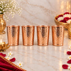 Copper Glass Set of Four With Gift Box/Hamper (3.5 Inch) Vedansh Craft