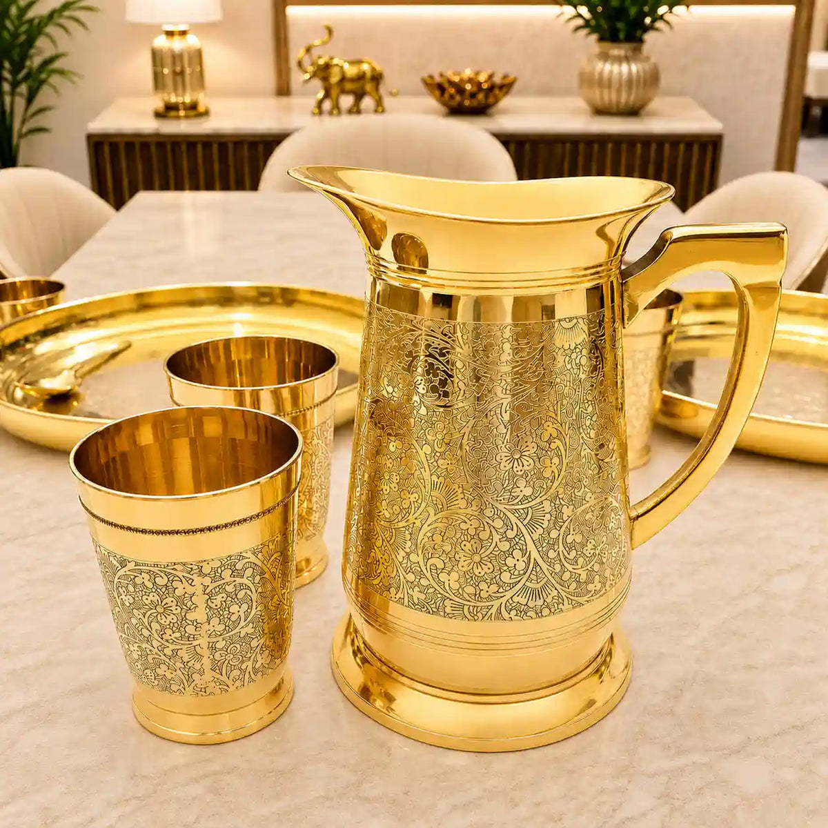 Brass Luxury Dinner Serving Set Vedansh Craft