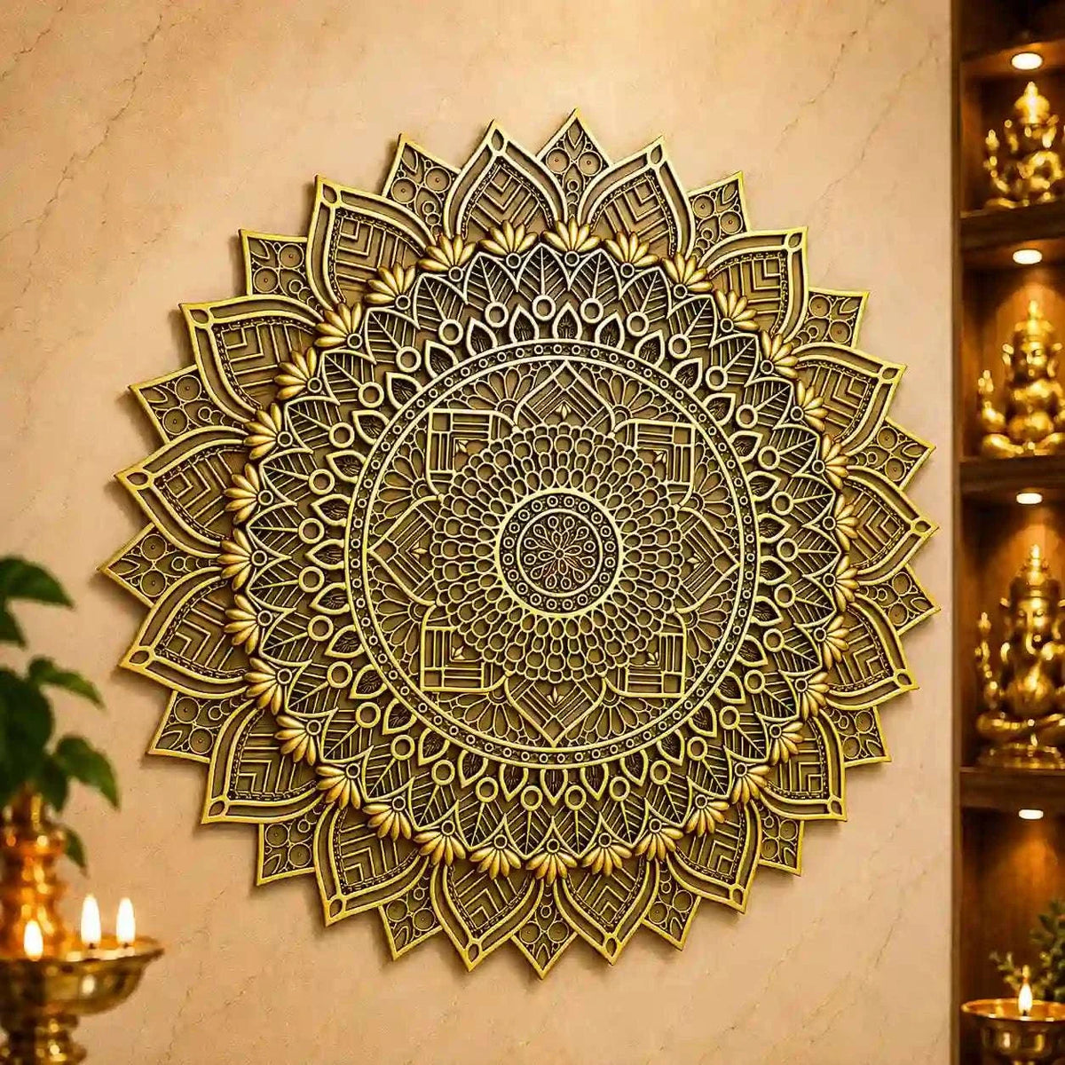 Brass Handcrafted Mandala Wall Hanging Decor Vedansh Craft