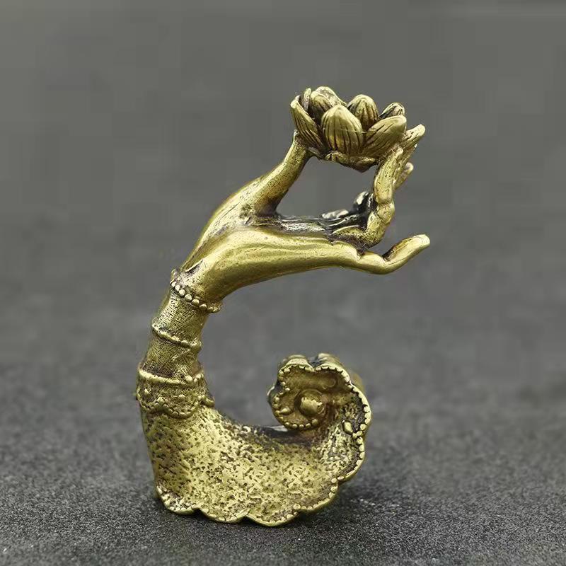 Antique Buddha Hand Incense Stick Incense Stove Brass Artifact Tabletop Decoration kafalo