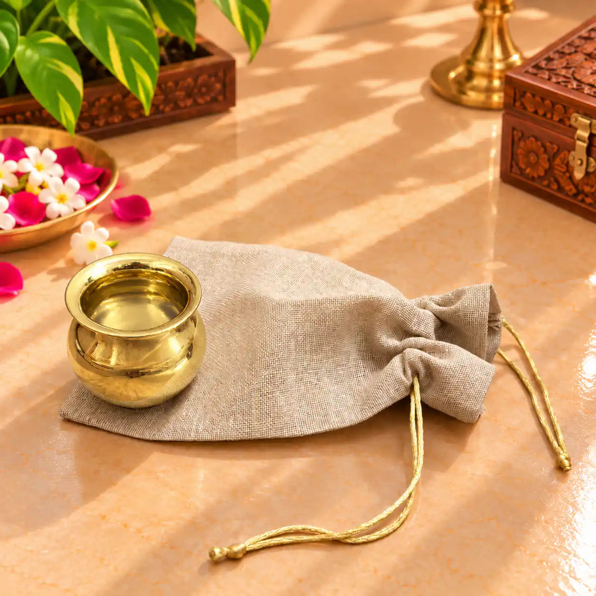 Brass Pooja Potli Gift Hamper: Bulk Corporate Gifting Vedansh Craft