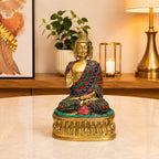 Brass Stone Work Blessing Sitting Buddha Statue Vedansh Craft