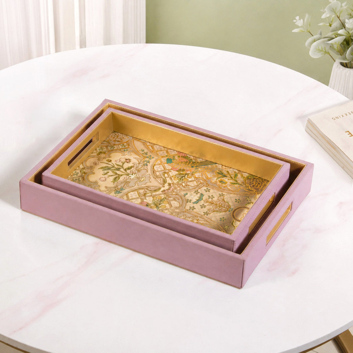 Opaline Garden Serving Tray Set Of 2 Nestasia