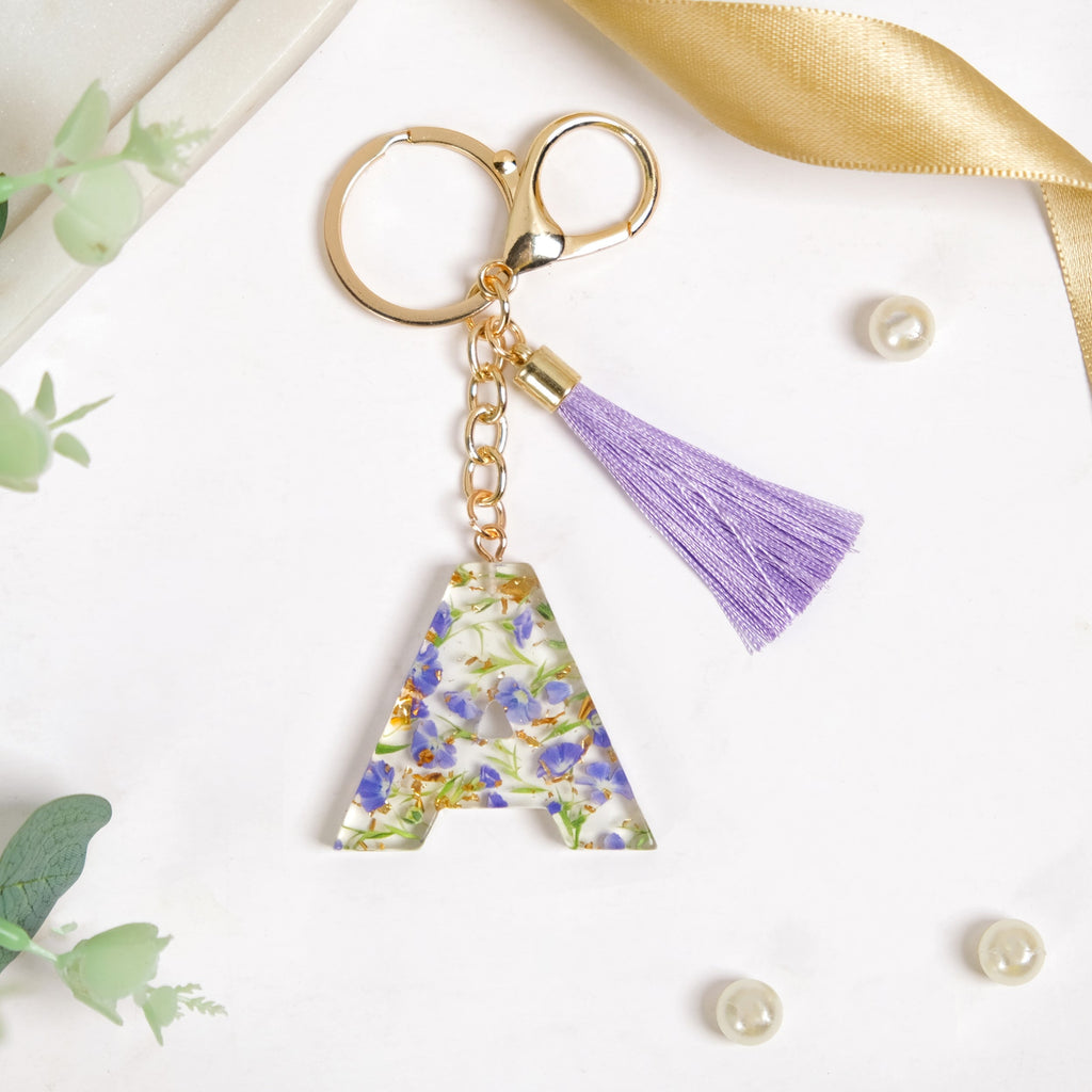 Lilac Dreams Alphabet A Resin Keychain Nestasia