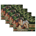 PRAKARTIK BY INDUARTS Horse Design Eco-Friendly Cotton Dining Rectangular Table mats - Reusable, Machine Washable, Everyday Use Green & Brown Placemats, Set of 4 (33x47 cm) Kafalo