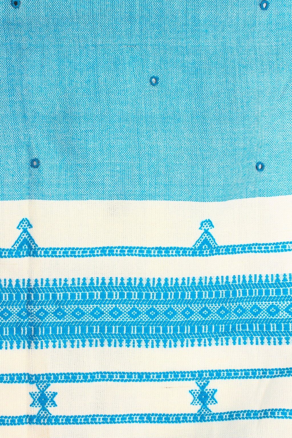 Exotic India Shawl from Kutch with Embroidered Mirrors - Color Air Blue