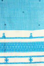 Exotic India Shawl from Kutch with Embroidered Mirrors - Color Air Blue