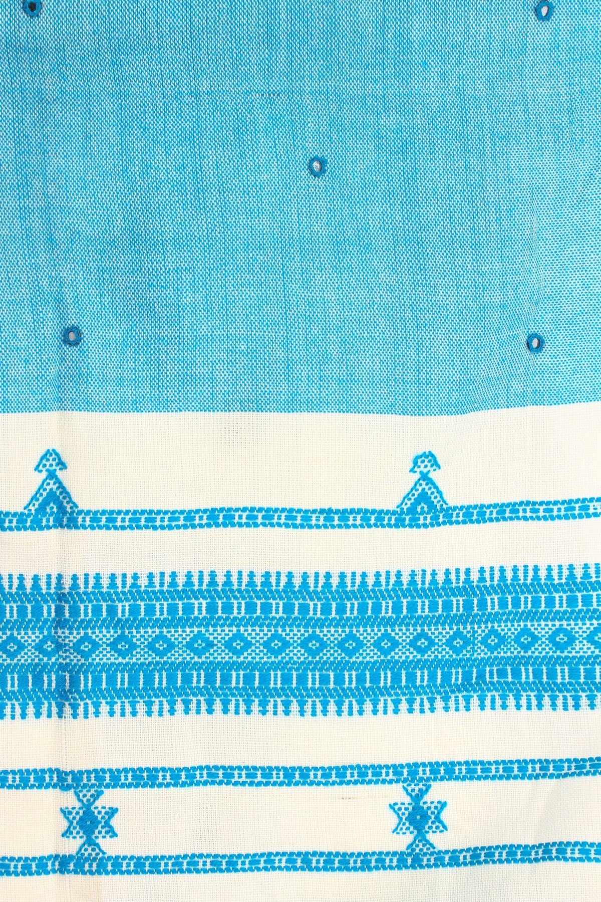 Exotic India Shawl from Kutch with Embroidered Mirrors - Color Air Blue