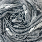 FAHABO Scarf Woman Pleated Cotton with Woven Border Scarves | Hijab Scarf | Headscarf | Neck Scarf | Stoles | Wraps (Dark Grey)