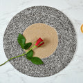LaVichitra Braided Cotton Placemats 33 Cm Round - Dining Table, Bed Side/Centre Table/Shelves -Coffee - 6 Piece Kafalo