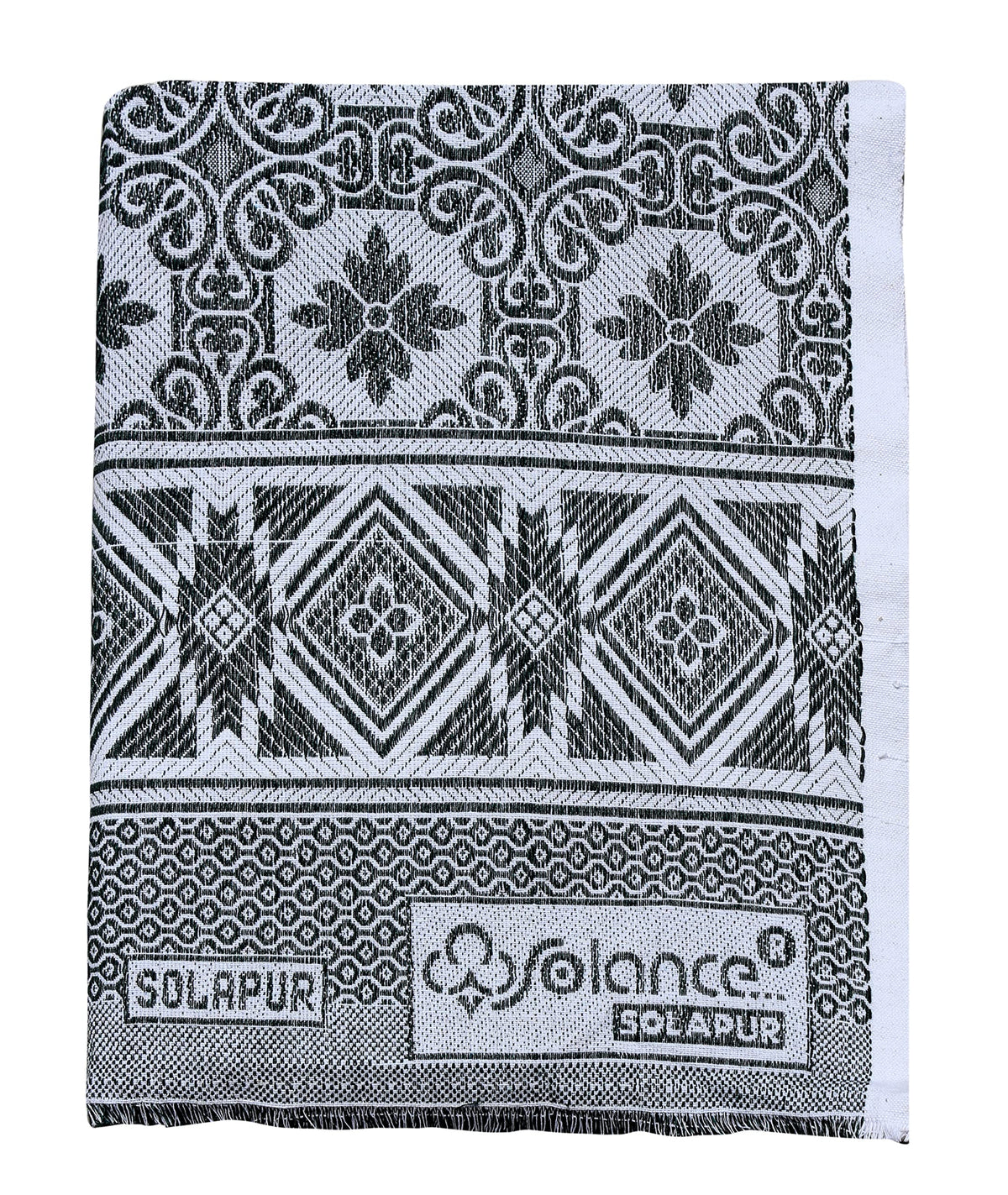 Mandhania Delux Quality Solapur Chaddar 100% Cotton Dailyuse Single Bed Blanket Pack of 1 Dark Green Kafalo
