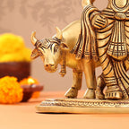 Brass Krishna With Cow And Goverdhan Parvat Idol (11 Inch) Vedansh Craft