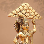 Brass Krishna With Cow And Goverdhan Parvat Idol (11 Inch) Vedansh Craft