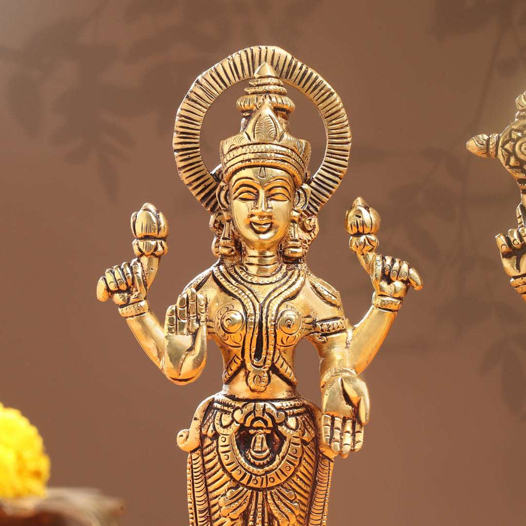 Brass Standing Vishnu Lakshmi Set (10.5 Inch) Vedansh Craft