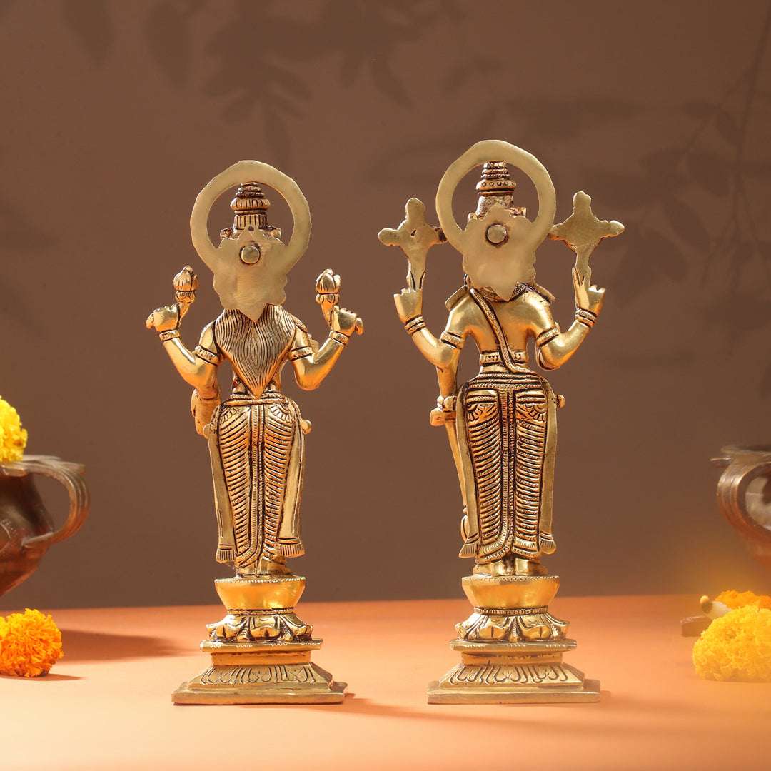 Brass Standing Vishnu Lakshmi Set (10.5 Inch) Vedansh Craft