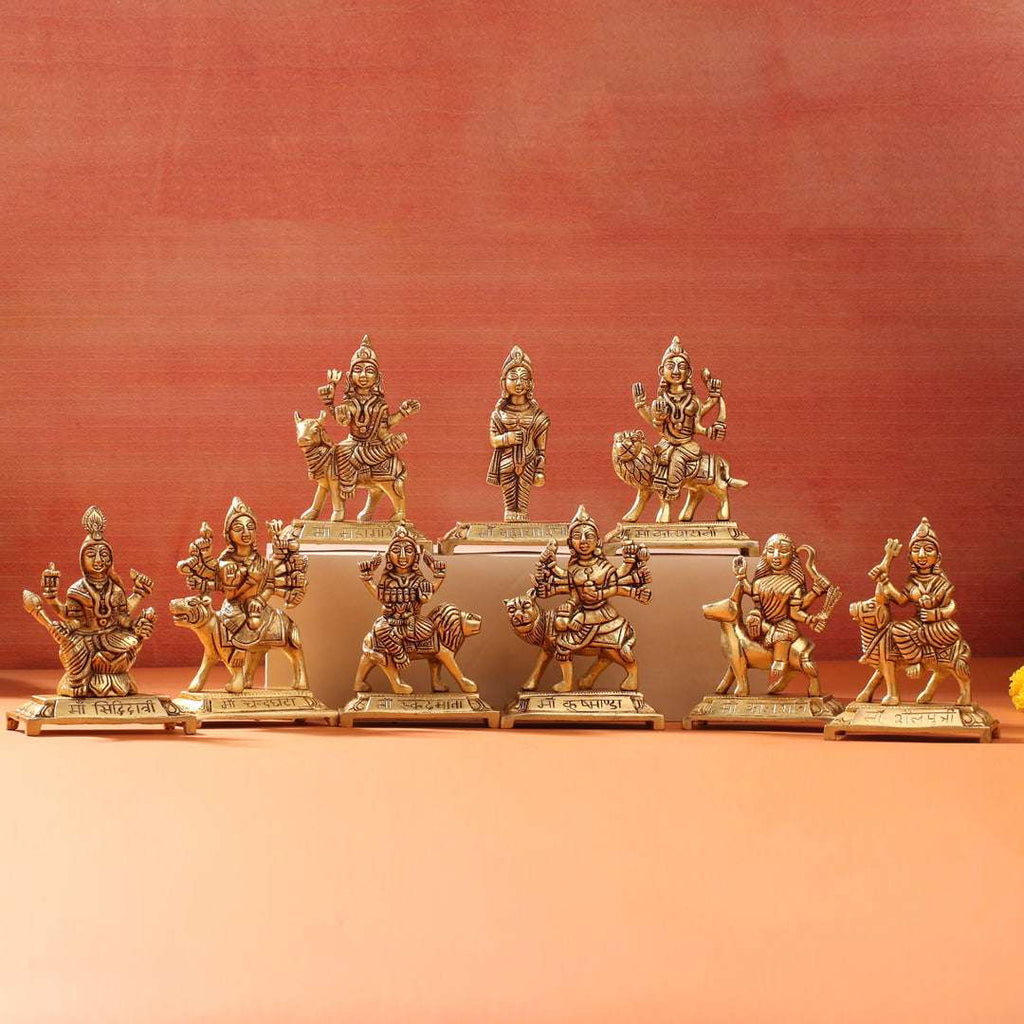 Brass Navdurga Idols Set (4.8 Inch) Vedansh Craft