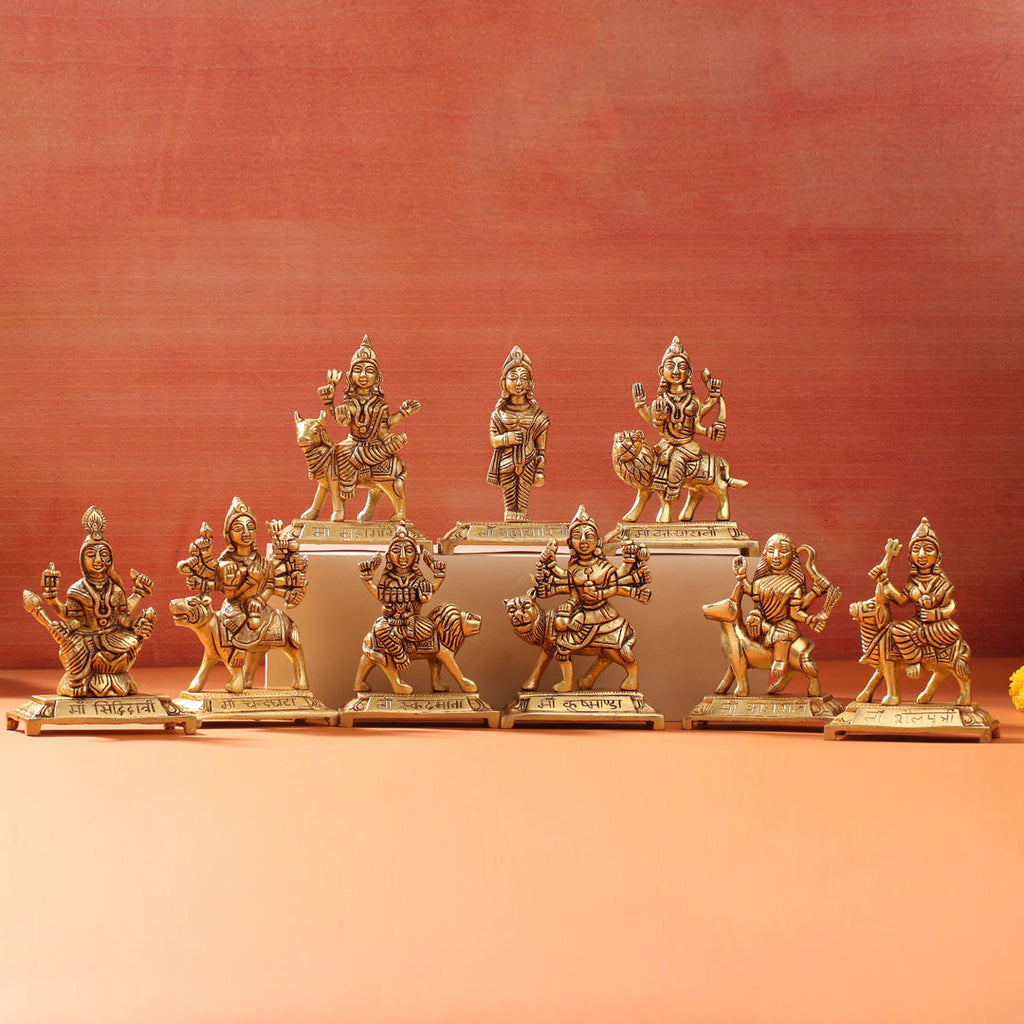 Brass Navdurga Idols Set (4.8 Inch) Vedansh Craft