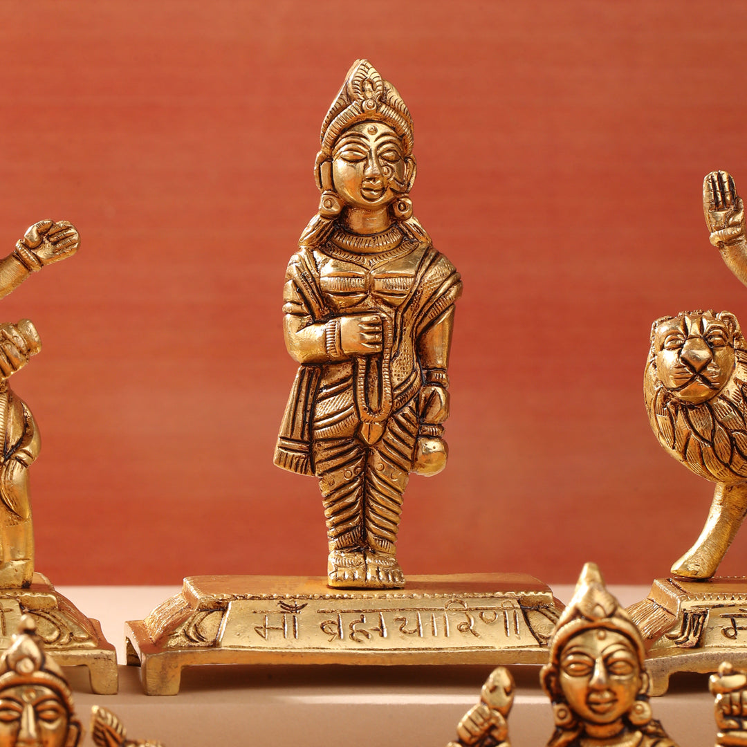 Brass Navdurga Idols Set (4.8 Inch) Vedansh Craft