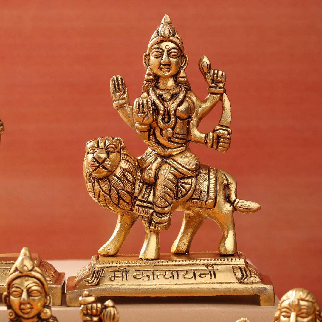 Brass Navdurga Idols Set (4.8 Inch) Vedansh Craft