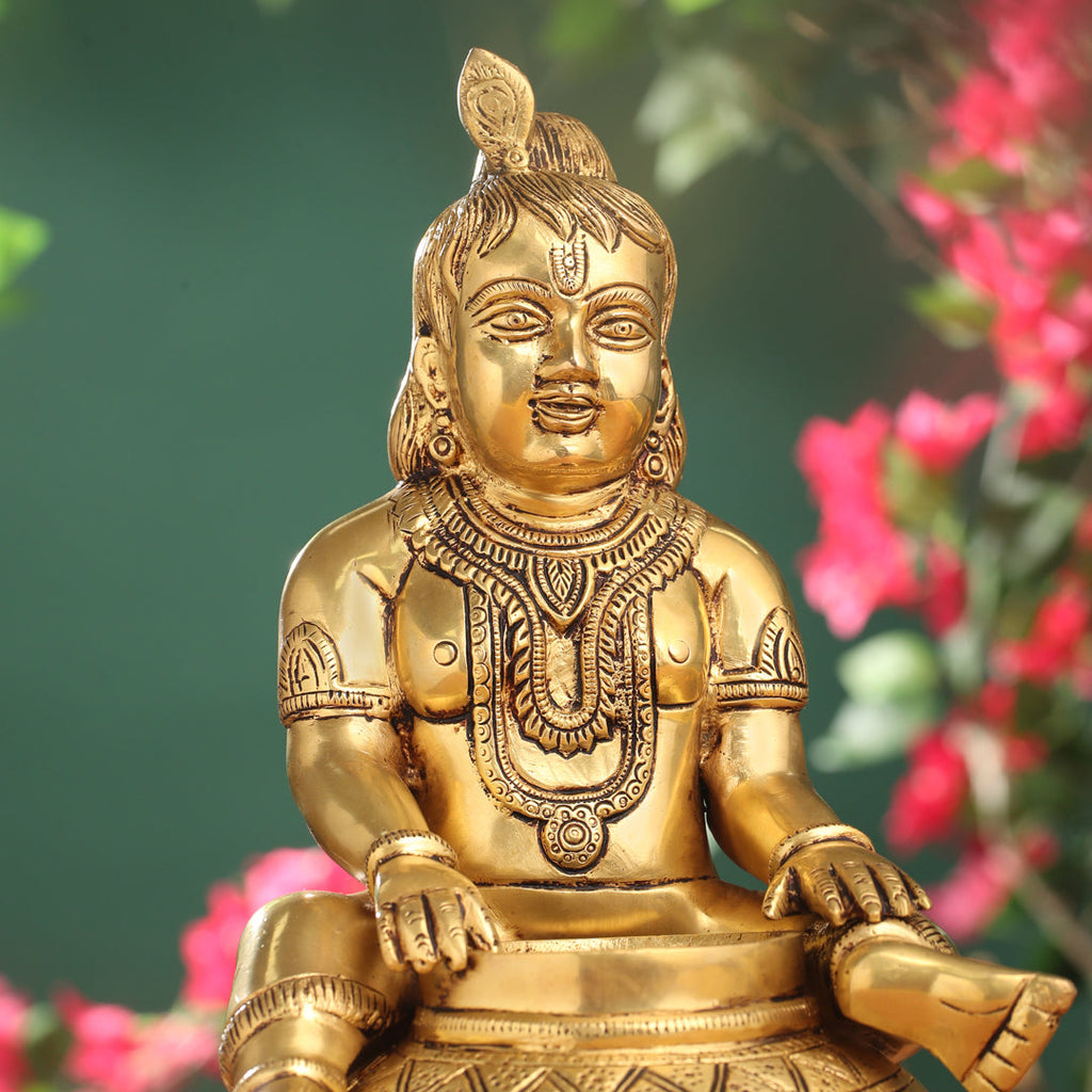 Brass Laddu Gopal With Kalash Idol (14.5 Inch) Vedansh Craft