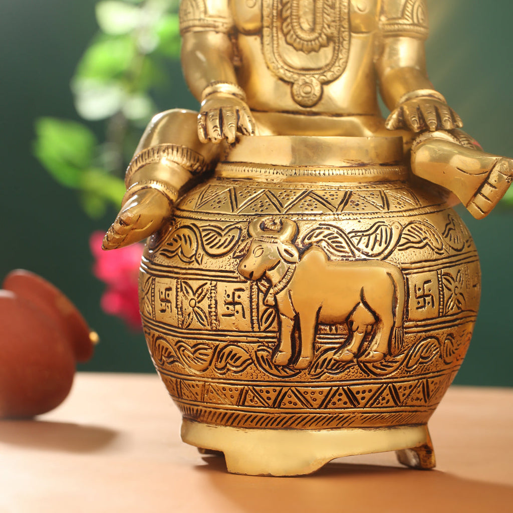 Brass Laddu Gopal With Kalash Idol (14.5 Inch) Vedansh Craft