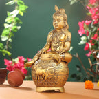 Brass Laddu Gopal With Kalash Idol (14.5 Inch) Vedansh Craft