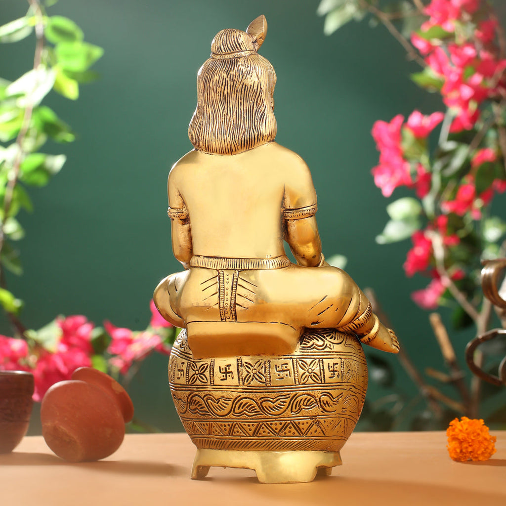 Brass Laddu Gopal With Kalash Idol (14.5 Inch) Vedansh Craft