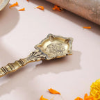 Antique Finish Brass Pooja Spoon | Handcrafted Ganga Jal Spoon for Rituals (9 Inch) Vedansh Craft
