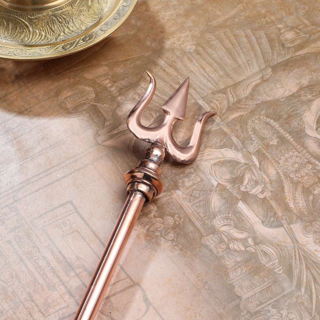 Copper Trishul | Handcrafted Symbol of Lord Shiva for Home & Temple Vedansh Craft