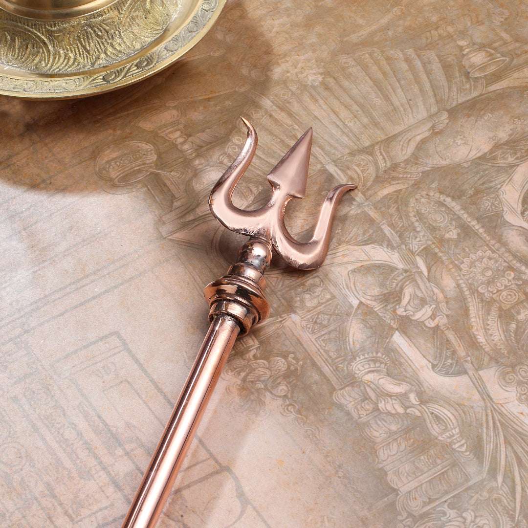 Copper Trishul | Handcrafted Symbol of Lord Shiva for Home & Temple Vedansh Craft