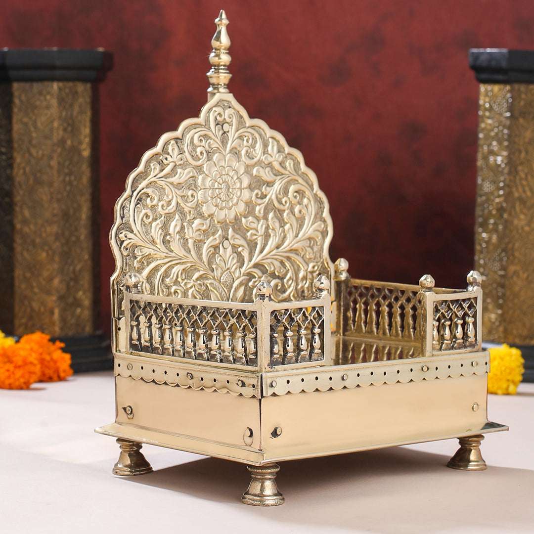Handcrafted Brass Singhasan with Dome for Laddu Gopal Vedansh Craft
