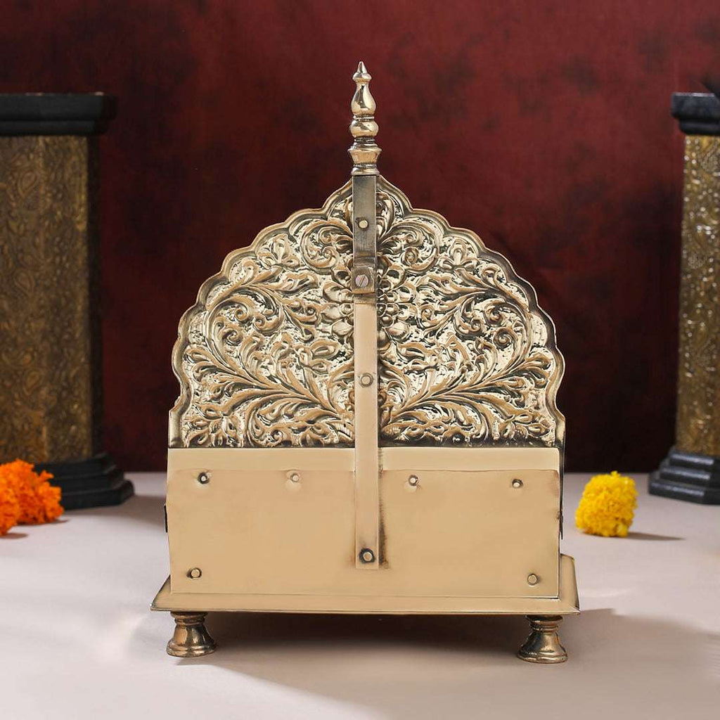 Handcrafted Brass Singhasan with Dome for Laddu Gopal Vedansh Craft
