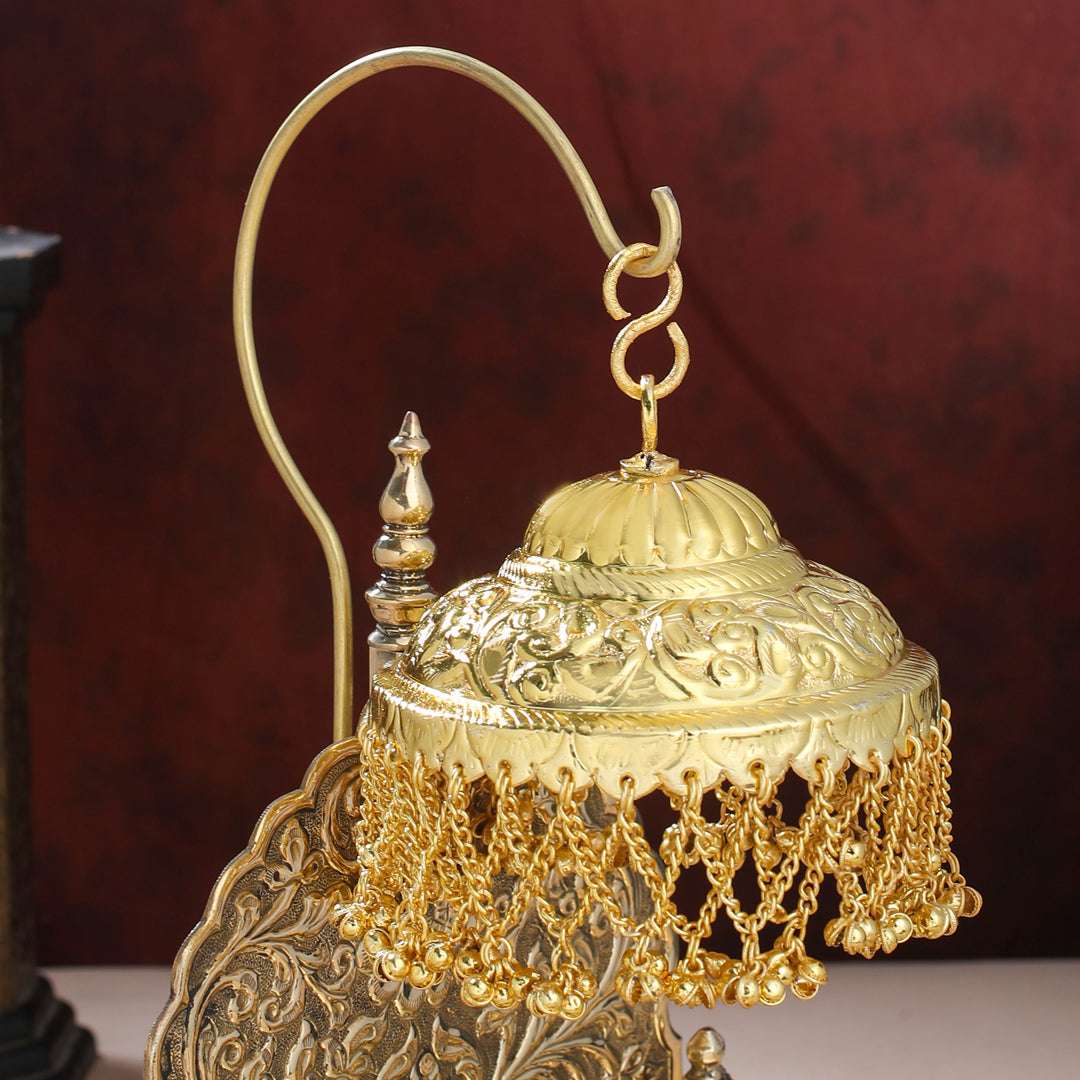 Handcrafted Brass Singhasan with Dome for Laddu Gopal Vedansh Craft