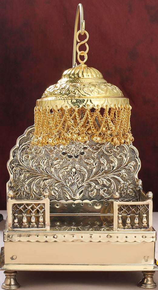Handcrafted Brass Singhasan with Dome for Laddu Gopal Vedansh Craft