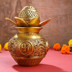 Brass Kalash with Coconut & Leaves (8 Inch) Vedansh Craft