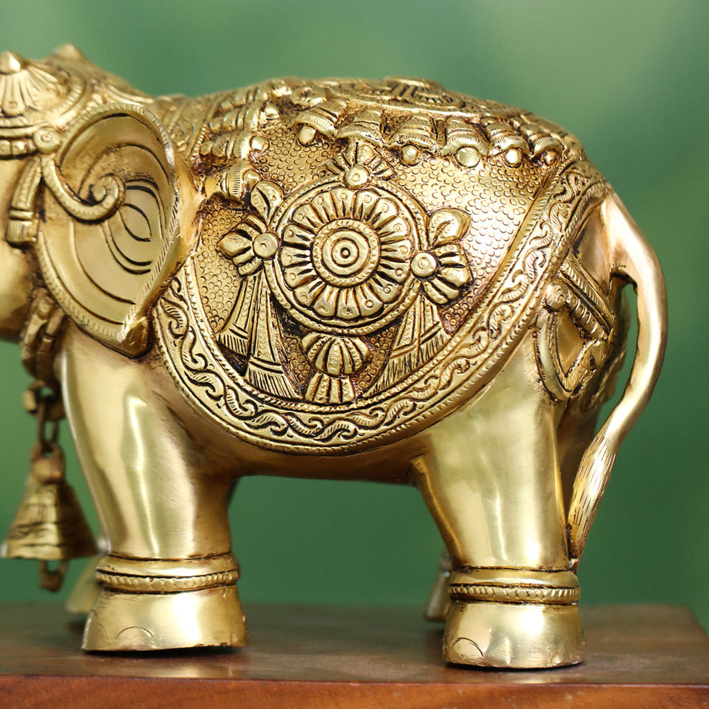 Brass Decorative Elephant Statue – Symbol of Strength, Wisdom & Prosperity (9.5 Inch) Vedansh Craft
