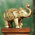 Brass Decorative Elephant Statue – Symbol of Strength, Wisdom & Prosperity (9.5 Inch) Vedansh Craft