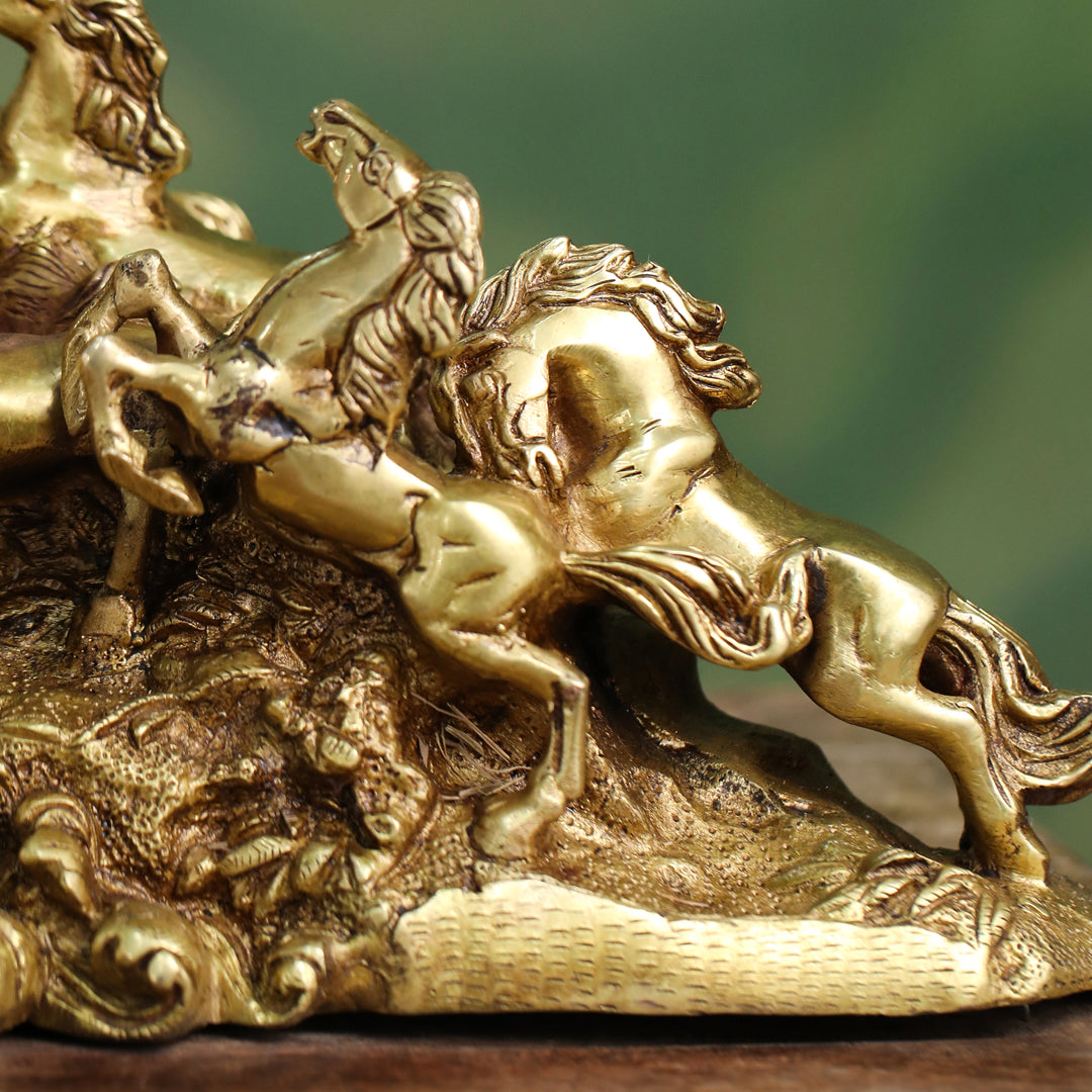 Brass Nine-Headed Horse Statue – Feng Shui Symbol of Power & Success (10.5 Inch) Vedansh Craft