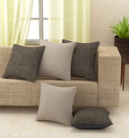 Yellow Weaves Jute Texture Cushion Covers, 24 X 24 Inches, Multicolour, Set of 5, 250 TC