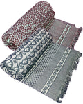 Cotonine - Cotton Single Size Solapur Chaddar Blanket, Bottle Green & Red, Pack of 2, Skin Friendly Kafalo