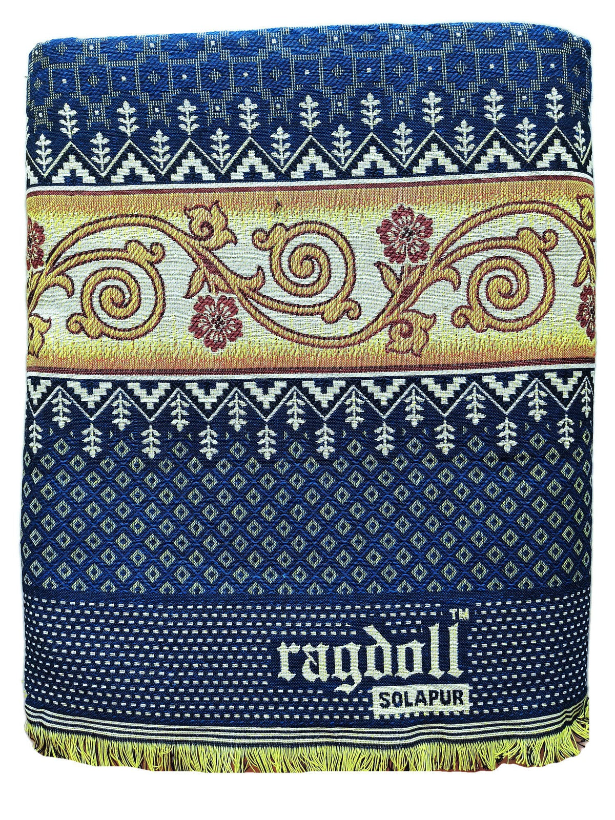 ragdoll® Cotton Solapur Chaddar King Size Bed 350 TC Navy Color Pack of 1 (Size 90 X 108 Inch / 9 x 7.5 Feet) Kafalo