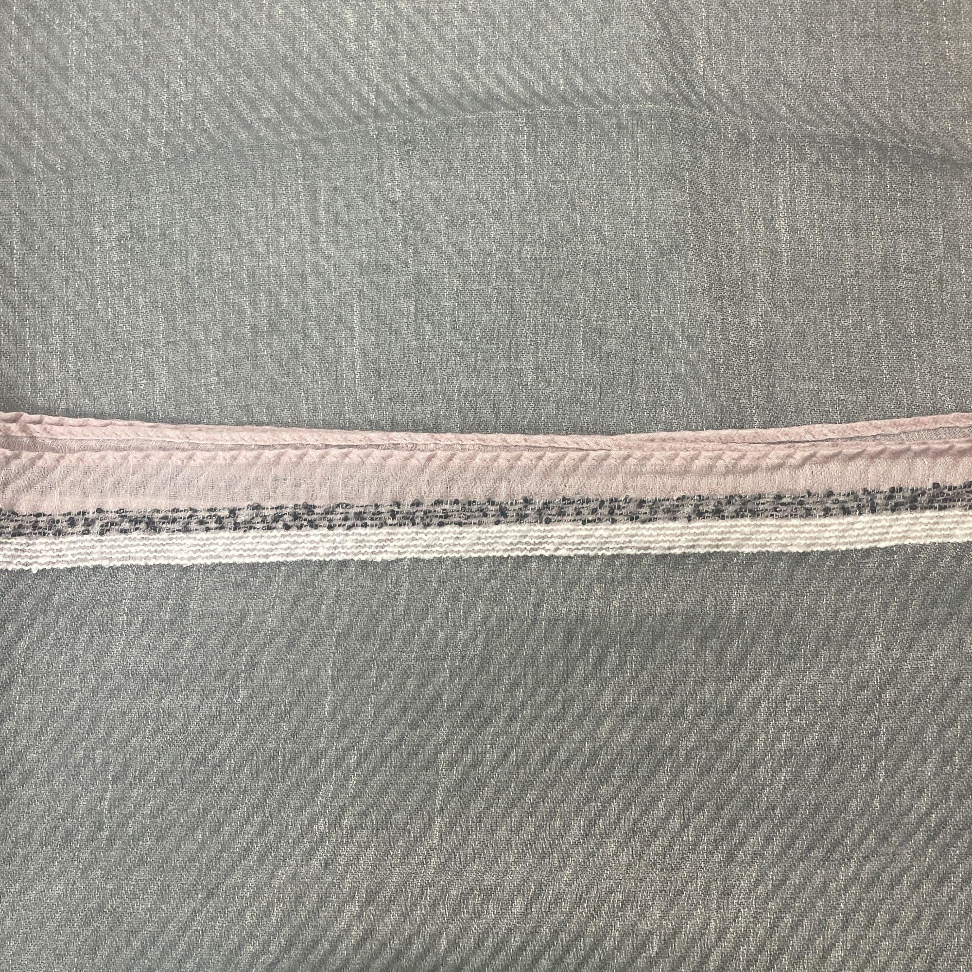 FAHABO Scarf Woman Pleated Cotton with Woven Border Scarves | Hijab Scarf | Headscarf | Neck Scarf | Stoles | Wraps (Light Grey)